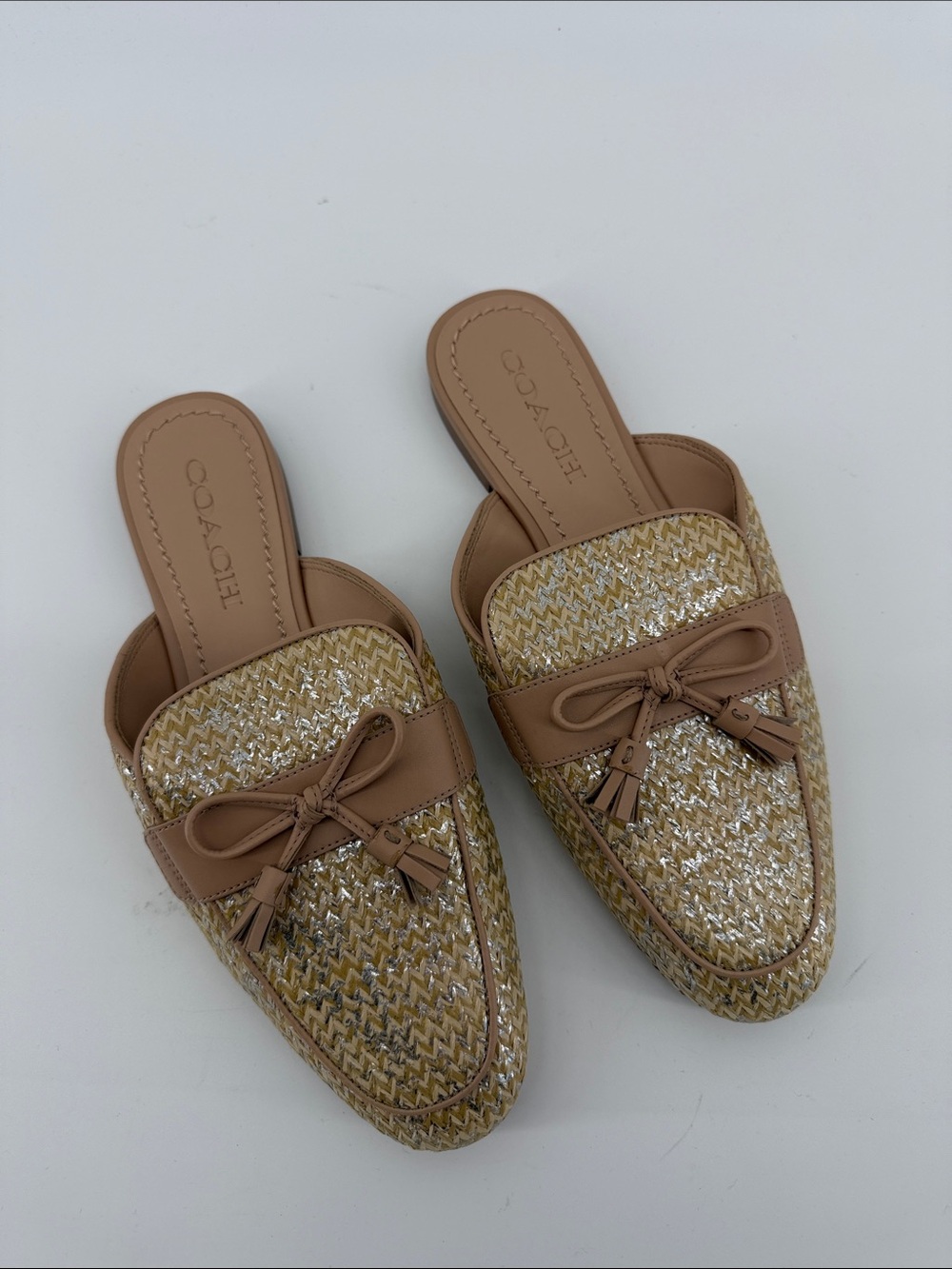 Coach Stassi Raffia Slide Shoes 7.5B S77